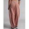 imageCHARTOU Womens Corduroy Baggy High Rise Y2k Pants Barrel Cargo Wide Leg Boyfriend Sweatpants Horseshoe PantsPink