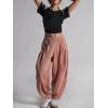 imageCHARTOU Womens Corduroy Baggy High Rise Y2k Pants Barrel Cargo Wide Leg Boyfriend Sweatpants Horseshoe PantsPink