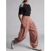 imageCHARTOU Womens Corduroy Baggy High Rise Y2k Pants Barrel Cargo Wide Leg Boyfriend Sweatpants Horseshoe PantsPink