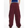 imageCHARTOU Womens Corduroy Baggy High Rise Y2k Pants Barrel Cargo Wide Leg Boyfriend Sweatpants Horseshoe PantsWine