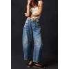 imageCHARTOU Womens Wide Leg Cropped Baggy Y2k Mid Rise Jeans  Boyfriend Harem Denim PantsBlue