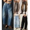 imageCHARTOU Womens Wide Leg Cropped Baggy Y2k Mid Rise Jeans  Boyfriend Harem Denim PantsCamel