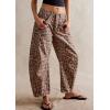 imageCHARTOU Womens Wide Leg Cropped Baggy Y2k Mid Rise Jeans  Boyfriend Harem Denim PantsKhaki Leopard