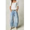 imageCHARTOU Womens Wide Leg Cropped Baggy Y2k Mid Rise Jeans  Boyfriend Harem Denim PantsLight Blue