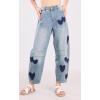 imageCHARTOU Y2k Barrel Jeans Women Wide Leg Baggy Distressed Printed Boyfriend Horseshoe Denim PantsBlue