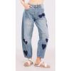 imageCHARTOU Y2k Barrel Jeans Women Wide Leg Baggy Distressed Printed Boyfriend Horseshoe Denim PantsBlue