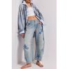 imageCHARTOU Y2k Barrel Jeans Women Wide Leg Baggy Distressed Printed Boyfriend Horseshoe Denim PantsStars