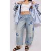 imageCHARTOU Y2k Barrel Jeans Women Wide Leg Baggy Distressed Printed Boyfriend Horseshoe Denim PantsStars