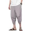 imageCHARTOU Mens Baggy Drawstring Waist Stripes WideLeg Lightweight Harem Beach Capri PantsGrey
