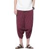 imageCHARTOU Mens Baggy Drawstring Waist Stripes WideLeg Lightweight Harem Beach Capri PantsWine