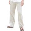 imageCHARTOU Mens Casual Stretched Drawstring MidWaist Loose Fit Lightweight Straight Leg Linen Summer Beach PantBeige