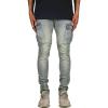 imageCHARTOU Mens Wash Distressed Stretchy Skinny Tapered Leg Long Cargo Denim Jeans PantsBlue
