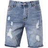 imageCHARTOU Mens Washed Mid Rise Distressed Broken Ripped Denim Jean Bermudas Shorts PantsBlue