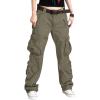 imageCHARTOU Womens Casual Work Cargo Pants with Multi Pockets Hiking Tactical Military Long TrousersArmy Green