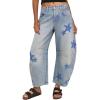 imageCHARTOU Y2k Barrel Jeans Women Wide Leg Baggy Distressed Printed Boyfriend Horseshoe Denim PantsStars