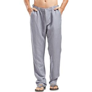 imageCHARTOU Mans Summer Casual Stretched Waist Loose Fit Linen Beach PantsGrey