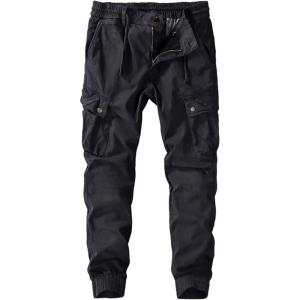 imageCHARTOU Men Stretch Waist Cargo Pants Work Pants Lightweight Outdoor Tactical Jogger Pants PocketBlack