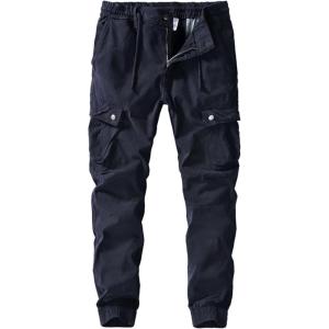 imageCHARTOU Men Stretch Waist Cargo Pants Work Pants Lightweight Outdoor Tactical Jogger Pants PocketDark Blue