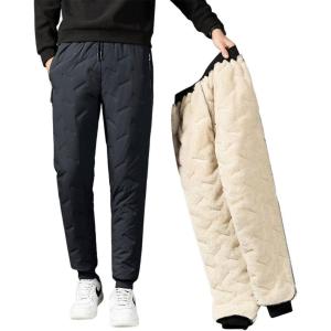 imageCHARTOU Men Thermal Sherpa Fleece Lined Pants Work Jogger Sweatpants Casual Warm Winter Solid Pants OutdoorDark Grey Jogger