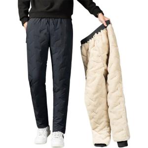 imageCHARTOU Men Thermal Sherpa Fleece Lined Pants Work Jogger Sweatpants Casual Warm Winter Solid Pants OutdoorDark Grey Open Leg