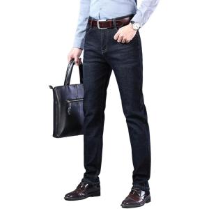 imageCHARTOU Mens Regular Fit Fleece Lined Straight Leg Denim Jeans PantsBlack