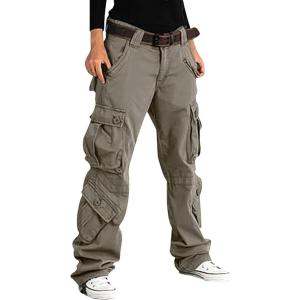 imageCHARTOU Womens Casual Work Cargo Pants with Multi Pockets Hiking Tactical Military Long TrousersDark Grey