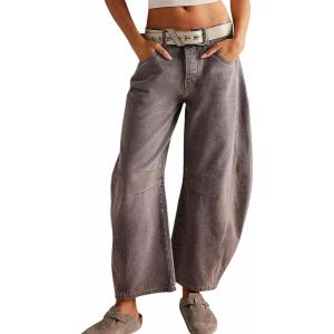 imageCHARTOU Womens Wide Leg Cropped Baggy Y2k Mid Rise Jeans  Boyfriend Harem Denim PantsCamel
