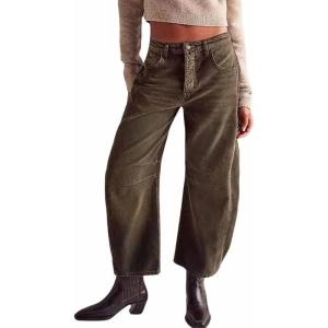 imageCHARTOU Womens Wide Leg Cropped Baggy Y2k Mid Rise Jeans  Boyfriend Harem Denim PantsCaramel