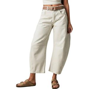 imageCHARTOU Womens Wide Leg Cropped Baggy Y2k Mid Rise Jeans  Boyfriend Harem Denim PantsIvory