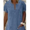 imageCHARTOU Women Denim Dress Short Sleeve Mini Jean Dress Jumper Babydoll Summer Shift DressBlue