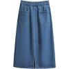 imageCHARTOU Womens Summer Casual Elastic Waist Pockets Work Midi Denim A Line SkirtBlue