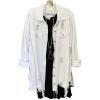 imageCHARTOU Womens Casual Distressed Long Sleeve Button Down Shirt Ripped Denim Jacket Jean CoatWhite