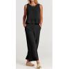 imageCHARTOU Summer Two Piece Outfits for Women Sleeveless Tank Crop Top Cami Shirt Beach Pants Matching SetsBlack