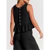 imageCHARTOU Summer Two Piece Outfits for Women Sleeveless Tank Crop Top Cami Shirt Beach Pants Matching SetsBlack