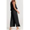 imageCHARTOU Summer Two Piece Outfits for Women Sleeveless Tank Crop Top Cami Shirt Beach Pants Matching SetsBlack
