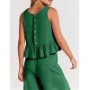 imageCHARTOU Summer Two Piece Outfits for Women Sleeveless Tank Crop Top Cami Shirt Beach Pants Matching SetsGreen