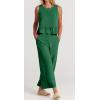 imageCHARTOU Summer Two Piece Outfits for Women Sleeveless Tank Crop Top Cami Shirt Beach Pants Matching SetsGreen