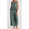 imageCHARTOU Summer Two Piece Outfits for Women Sleeveless Tank Crop Top Cami Shirt Beach Pants Matching SetsGreyish Blue