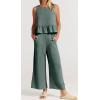 imageCHARTOU Summer Two Piece Outfits for Women Sleeveless Tank Crop Top Cami Shirt Beach Pants Matching SetsGreyish Blue