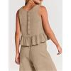imageCHARTOU Summer Two Piece Outfits for Women Sleeveless Tank Crop Top Cami Shirt Beach Pants Matching SetsKhaki
