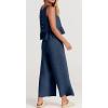 imageCHARTOU Summer Two Piece Outfits for Women Sleeveless Tank Crop Top Cami Shirt Beach Pants Matching SetsNavy