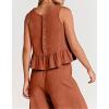 imageCHARTOU Summer Two Piece Outfits for Women Sleeveless Tank Crop Top Cami Shirt Beach Pants Matching SetsOrange Red