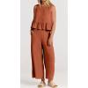 imageCHARTOU Summer Two Piece Outfits for Women Sleeveless Tank Crop Top Cami Shirt Beach Pants Matching SetsOrange Red