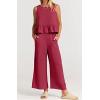 imageCHARTOU Summer Two Piece Outfits for Women Sleeveless Tank Crop Top Cami Shirt Beach Pants Matching SetsRed