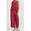 imageCHARTOU Summer Two Piece Outfits for Women Sleeveless Tank Crop Top Cami Shirt Beach Pants Matching SetsRed