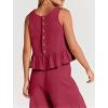 imageCHARTOU Summer Two Piece Outfits for Women Sleeveless Tank Crop Top Cami Shirt Beach Pants Matching SetsRed