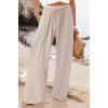 imageCHARTOU Women Elastic Waist Pants Wide Leg Sweatpants Beach Palazzo Pants Loose Lightweight Summer Pants DrawstringApricot