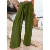 imageCHARTOU Women Elastic Waist Pants Wide Leg Sweatpants Beach Palazzo Pants Loose Lightweight Summer Pants DrawstringArmy Green