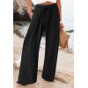 imageCHARTOU Women Elastic Waist Pants Wide Leg Sweatpants Beach Palazzo Pants Loose Lightweight Summer Pants DrawstringBlack