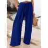 imageCHARTOU Women Elastic Waist Pants Wide Leg Sweatpants Beach Palazzo Pants Loose Lightweight Summer Pants DrawstringBlue